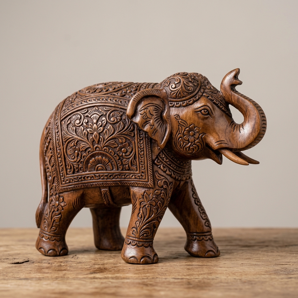Wooden Elephant Figurine